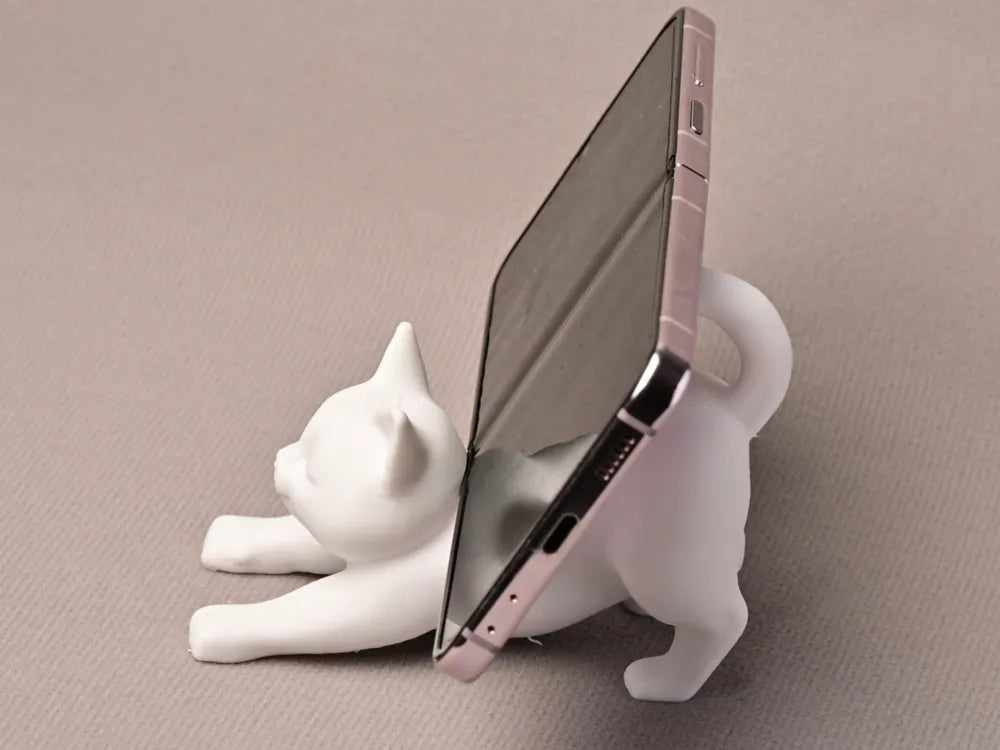 Cute Cat Shape Phone Holder, 3D Printed Desktop Stand For Smartphone, Creative Desk Decor & Organizer