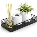 Toilet Paper Basket, 13 Inch Bathroom Toilet Tank Basket With Handles Black