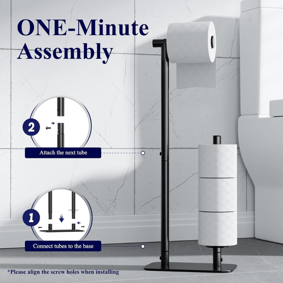 Kitsure Toilet Paper Holder Stand, Bathroom Storage, Medium, Black
