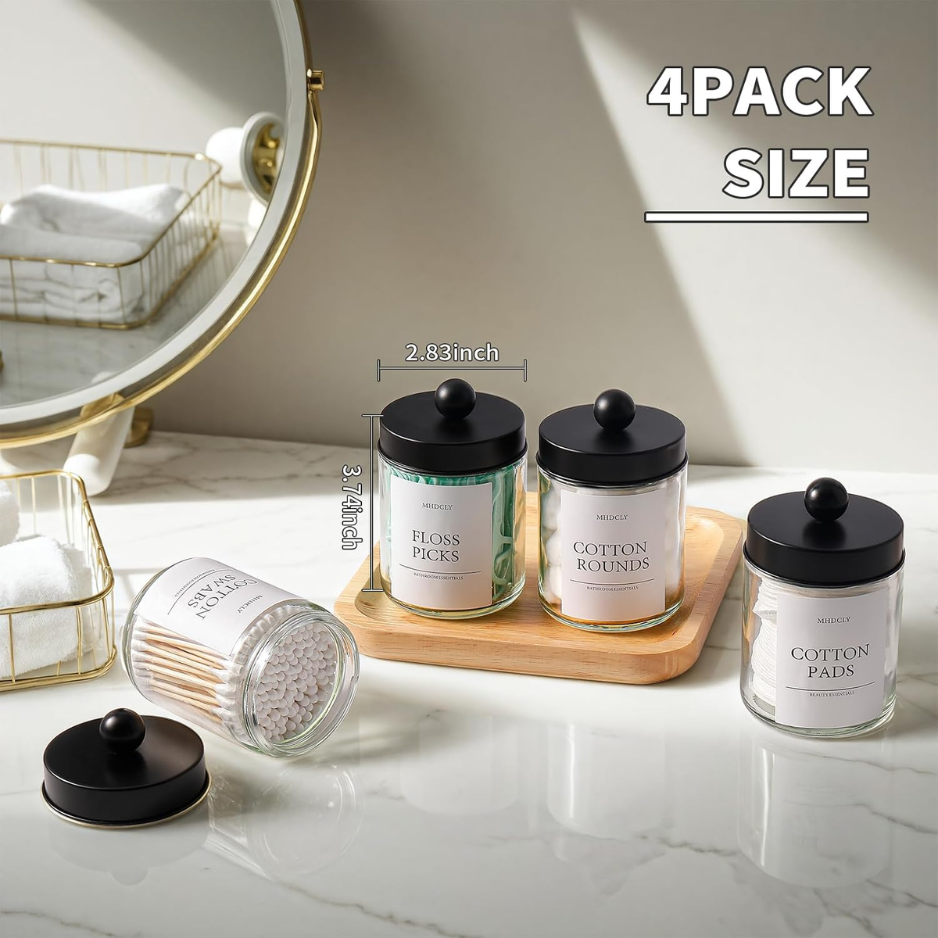Bathroom Organizers And Storage,4 Pack,48 Oz Total,Bathroom Accessories,Bathroom Decor,Bathroom Storage And Organization,Qtip Holder For Room Decor Aesthetic