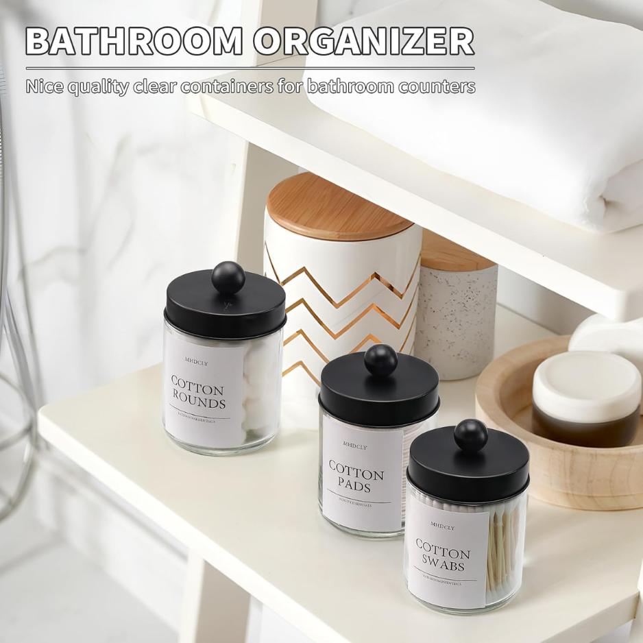 Bathroom Organizers And Storage,4 Pack,48 Oz Total,Bathroom Accessories,Bathroom Decor,Bathroom Storage And Organization,Qtip Holder For Room Decor Aesthetic