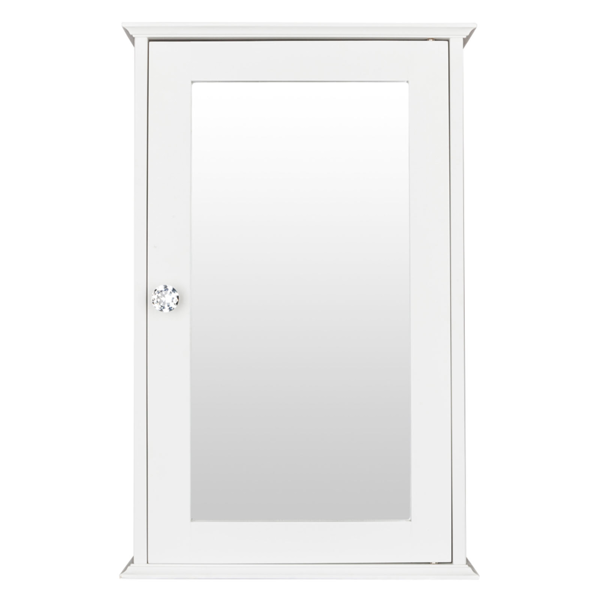 Single Door Mirror Indoor Bathroom Wall Mounted Cabinet Shelf White