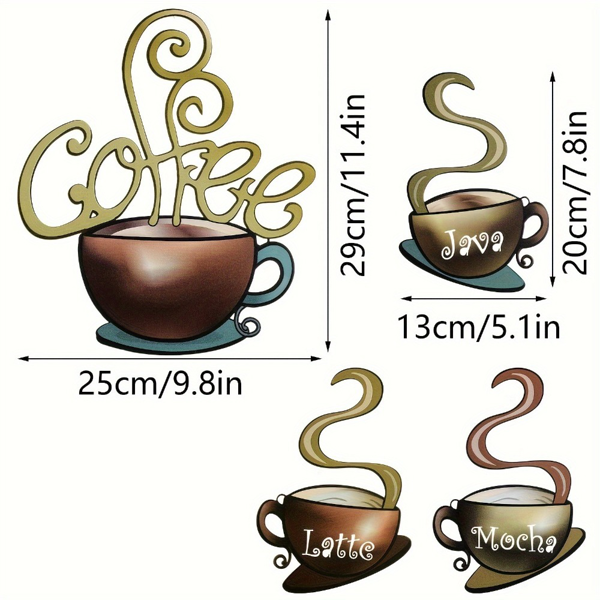 CIFbuy Vintage Metal Coffee Mug Wall Decal Rustic Retro Peel And Stick Kitchen, Decor Removable Waterproof Vinyl Sticker For Smooth Surfaces Farmhouse Aesthetic Wall Art For Living Room
