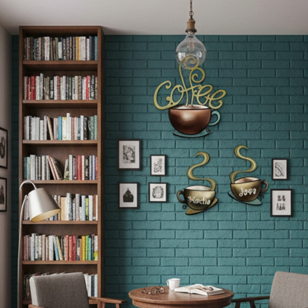 CIFbuy Vintage Metal Coffee Mug Wall Decal Rustic Retro Peel And Stick Kitchen, Decor Removable Waterproof Vinyl Sticker For Smooth Surfaces Farmhouse Aesthetic Wall Art For Living Room