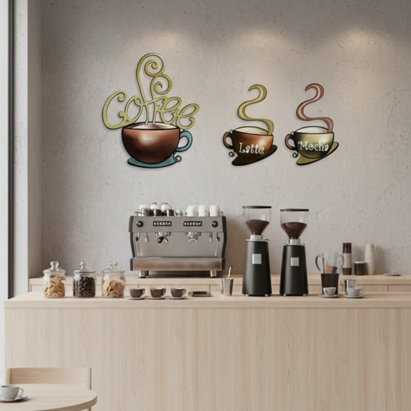 CIFbuy Vintage Metal Coffee Mug Wall Decal Rustic Retro Peel And Stick Kitchen, Decor Removable Waterproof Vinyl Sticker For Smooth Surfaces Farmhouse Aesthetic Wall Art For Living Room
